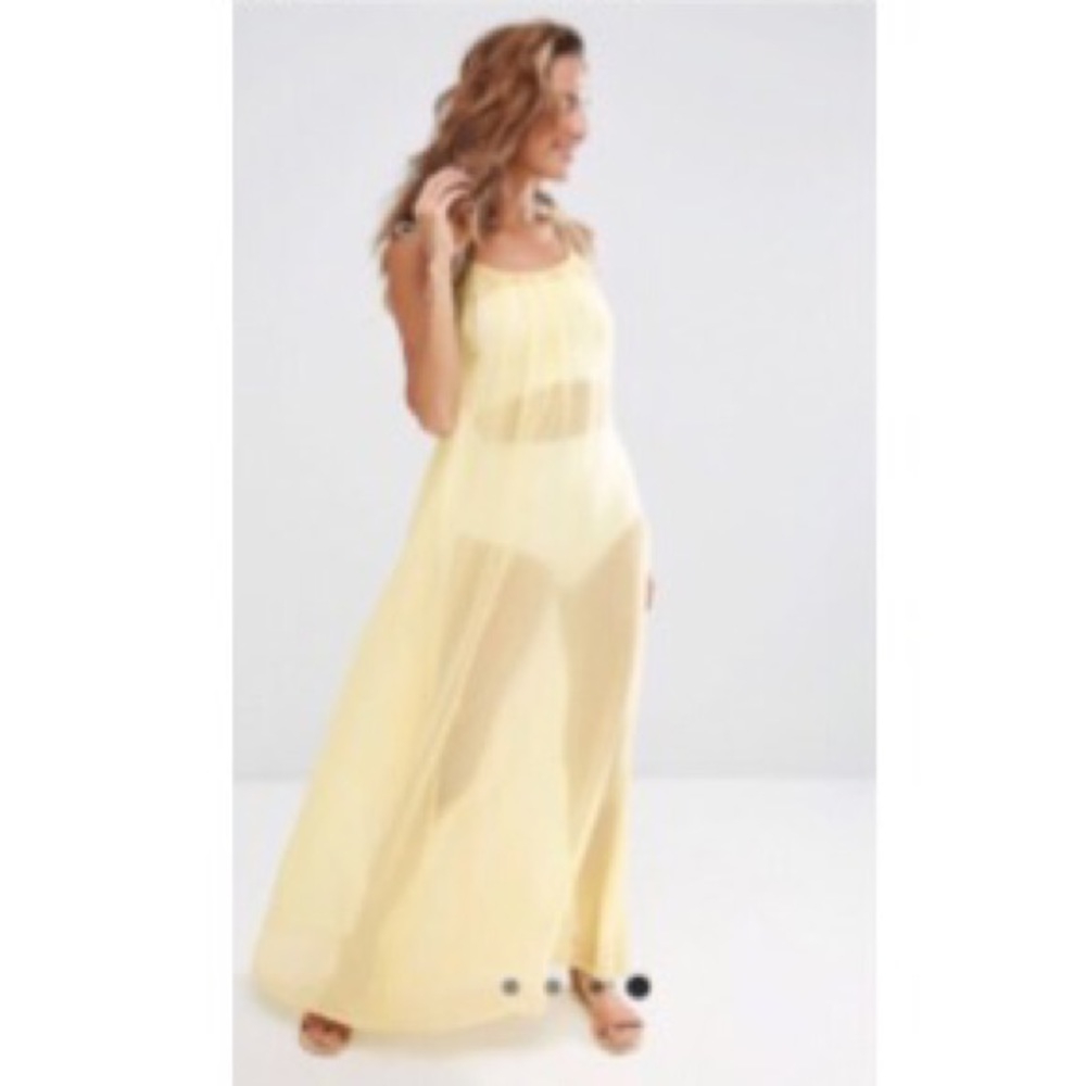 🤩ASOS Tie Shoulder Sheer Swing Maxi Beach Dress